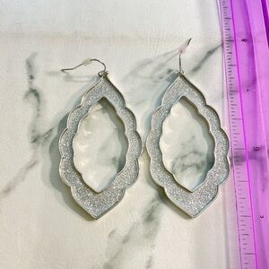 Silver Glitter Moroccan Drop Earrings